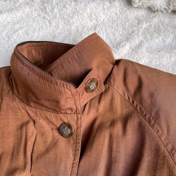 Vintage 90s insulated anorak jacket coat pecan trench brown oversized Gallery M - Picture 4 of 14